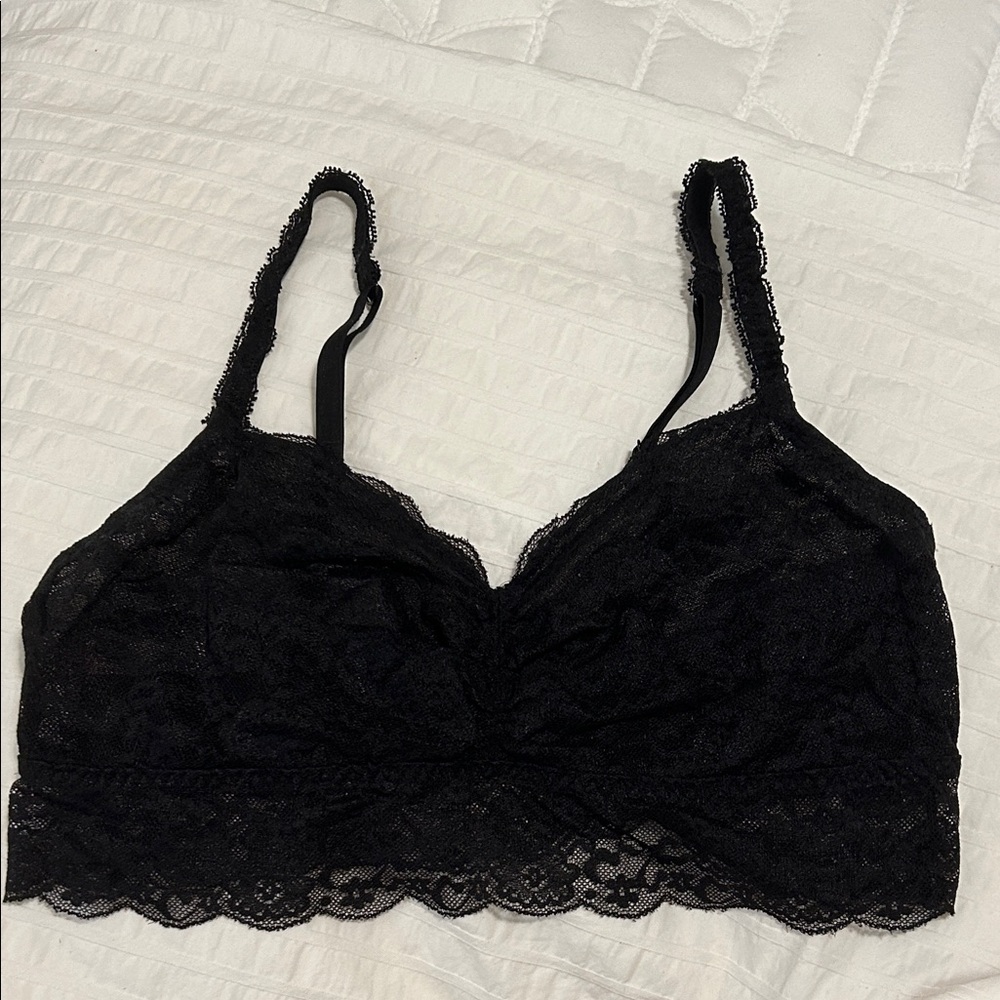 PINK black lace bralette